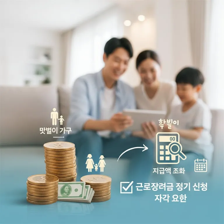 근로장려금 정기 신청 자격 요건과 지급액 조회 방법 맞벌이 홑벌이 가구별 금액 비교